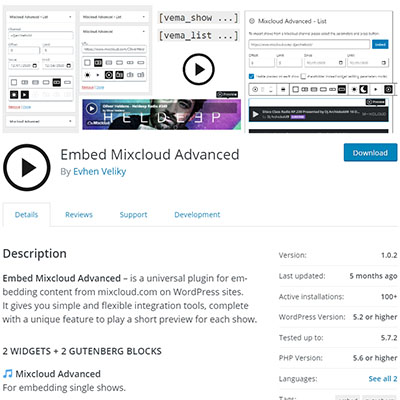 Embed Mixcloud Advanced